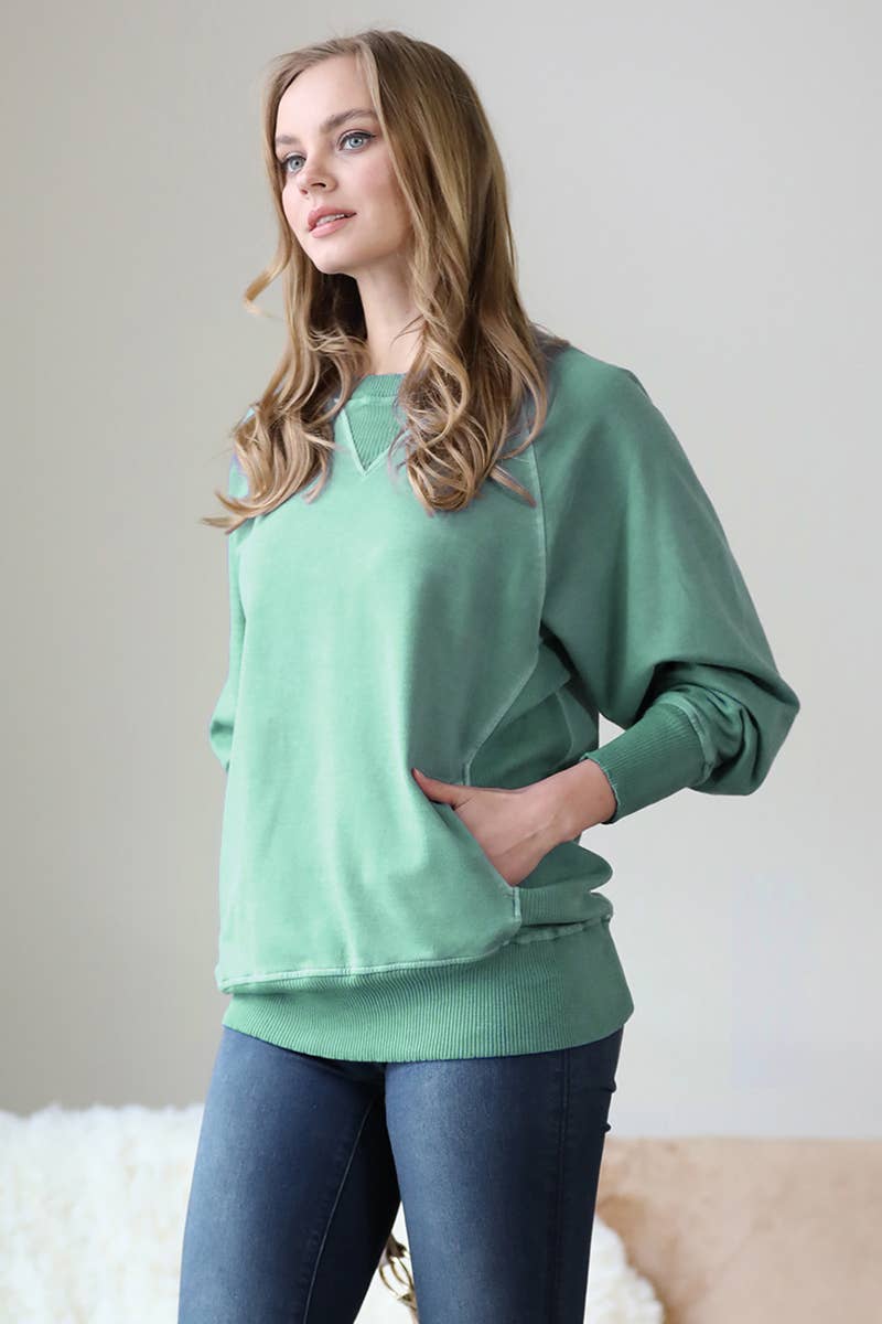 42POPS - Wholesale Sweatshirt - Women's - ',,,, Washed French Terry Pullover With Side Pockets32