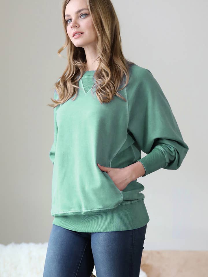 42POPS - Wholesale Sweatshirt - Women's - `Washed French Terry Pullover With Side Pockets SI-2359927