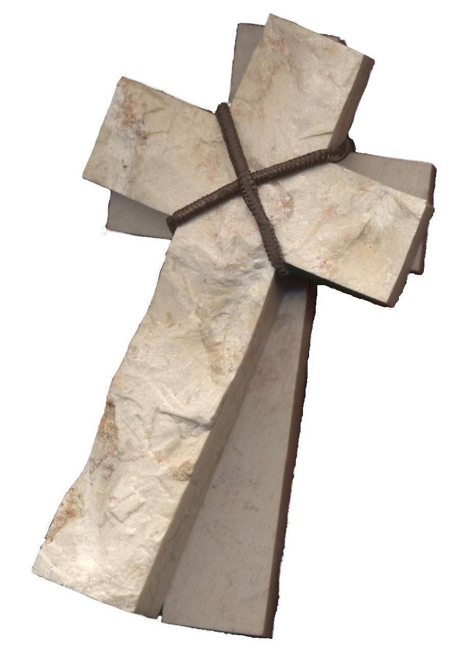 Holy Land Wood and Stone - Wholesale Wall Cross - Jerusalem Stone Comfort Cross - Separation