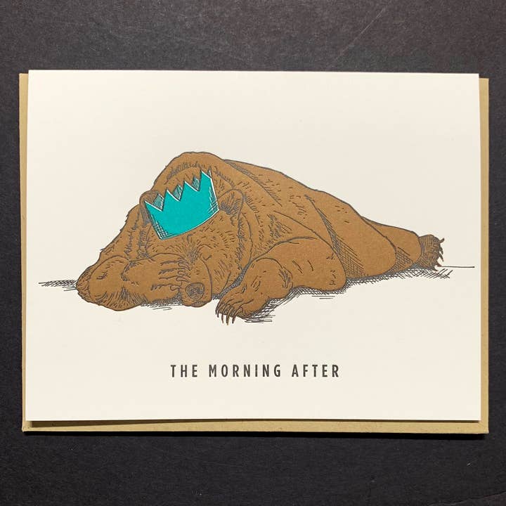 Porchlight Press Letterpress - Wholesale Christmas Card - Christmas Grizzly Bears 8 Card Set or Singles