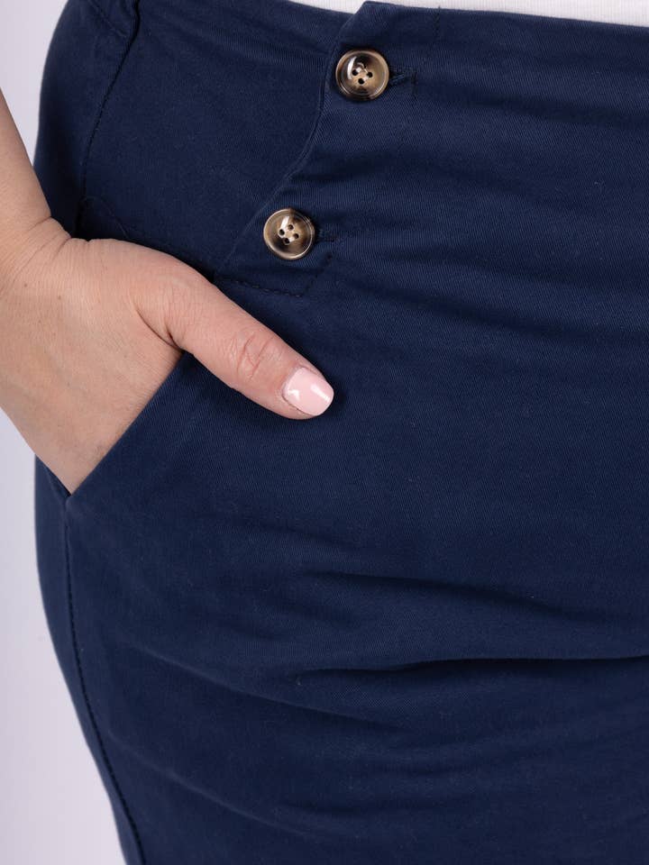 Pépouz' Paris - Wholesale Pants - Women's - PLUS SIZE Pants 97% cotton with buttons PPN2509GT23