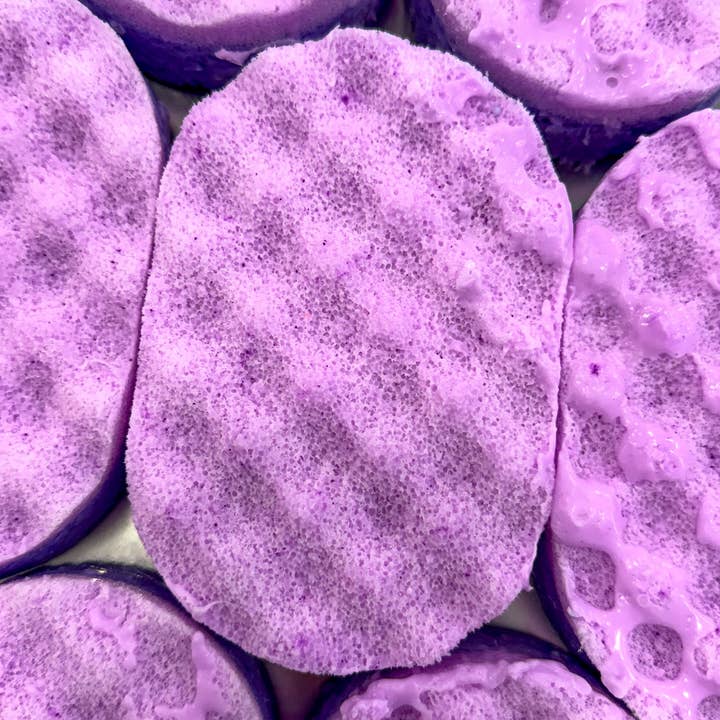 Plum & Rhubarb | Massage & Exfoliation Soap Sponge for wholesale by Tales of Toria Ltd