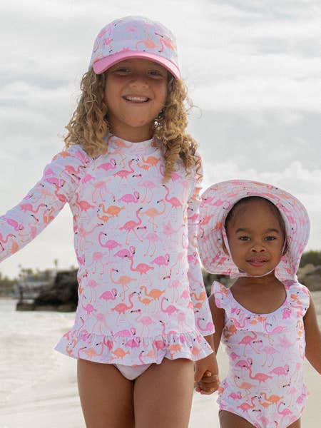 Kids UPF50+ Ruffle Rash Guard Swim Top for Girls (H) for wholesale by Flap Happy