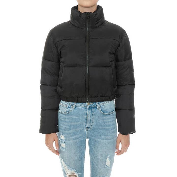 Paperdoll - Wholesale Jacket - Women's - NYLON HIGH NECK ZIP-UP FAUX DOWN PUFFER JACKET5