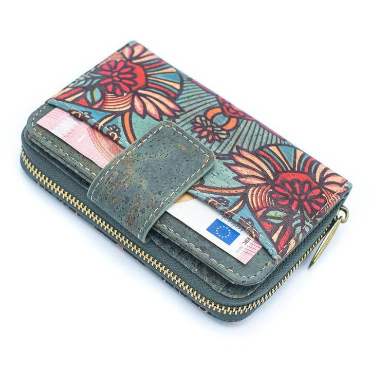 Meninas Bonitas Cork - Wholesale Wallet - Women's - Turquoise Color Ladies Pattern Cork Wallet BAG-20885