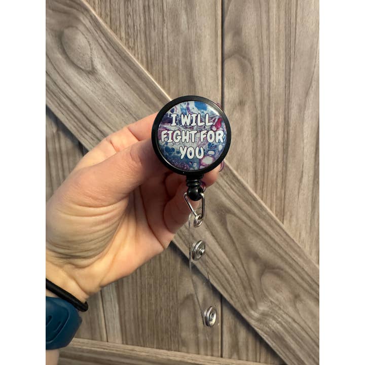 I Will Fight For You Badge Reel - Trans Pride Badge Reel for wholesale by AbstractbyRabrams
