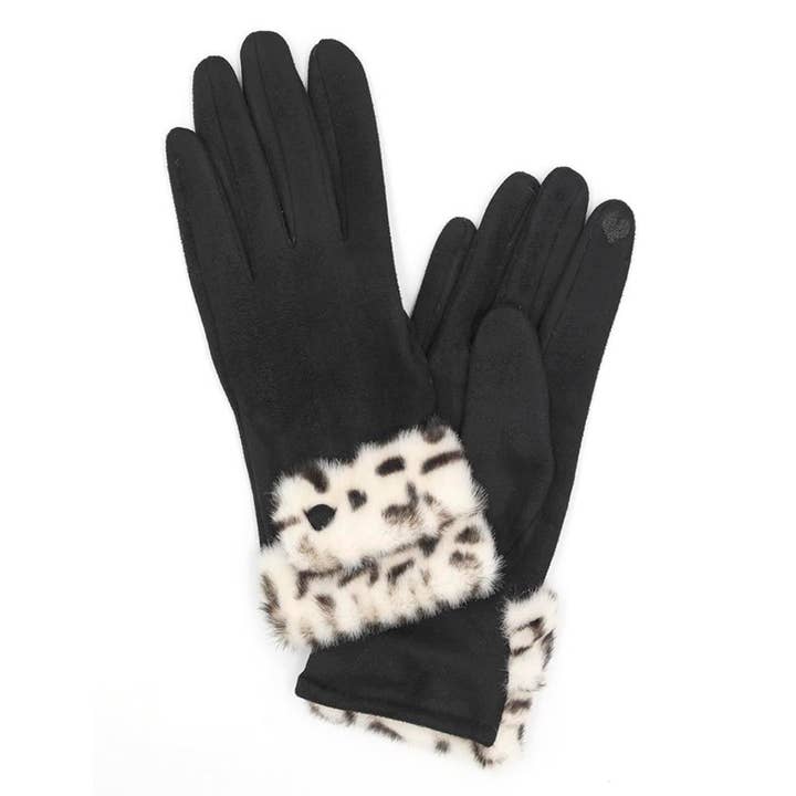 anbfashion - Venta al por mayor Guantes - Mujer - GUANTES SMART TOUCH CON PUÑOS DE PIEL SINTÉTICA DE LEOPARDO MG-00841