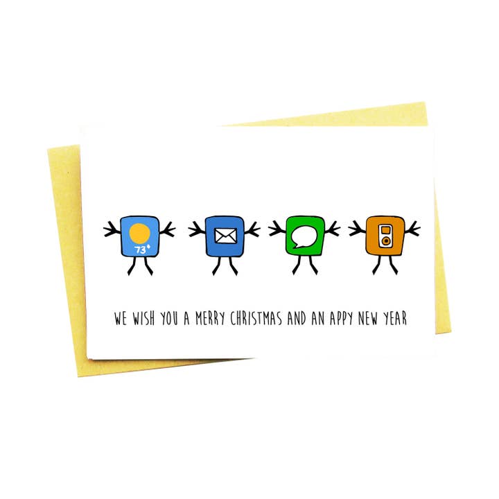 ... et une nouvelle année appy... Carte de Noël pour téléphone amusant pour la vente par Nocturnal Paper