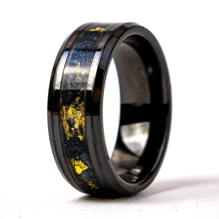 Auric Obsidian - 8mm Black Ceramic Ring for wholesale by Natural Evolution Design