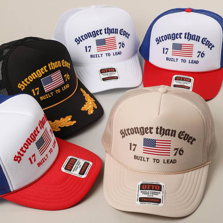 Fashion City - Vente Casquette de camionneur – unisexe - Casquette Trucker en Maille avec Imprimé Drapeau Américain Plus Fort que Jamais17