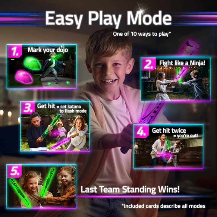 Starlux Games - Wholesale Light-up toy – Kids & baby - Glow Battle - A Glow in the Dark Ninja Toy & Sword Game3