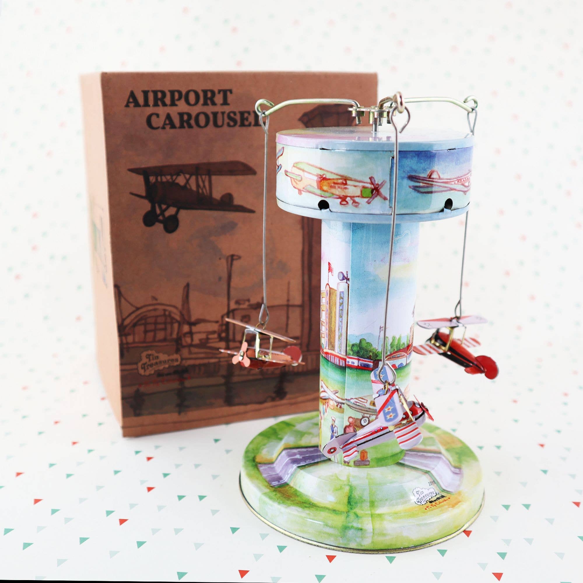 Tribal Trade GmbH - Vente Jouet classique – enfant - Carrousel en étain pour avions, aéroport11