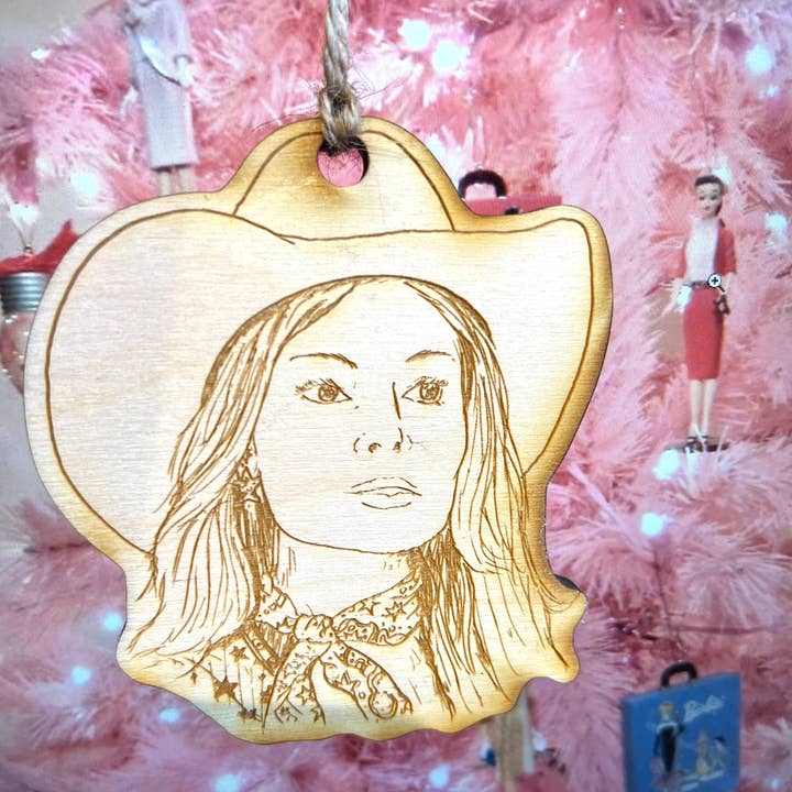 Adorno navideño estereotipado de vaquera de Margot Robbie para venta al por mayor de Tree YoSelf