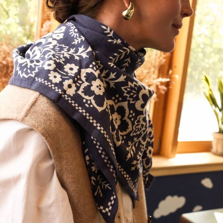 SO FAMILY - Wholesale Scarf - Women's - Mysore Navy Bandana Adult Scarf1