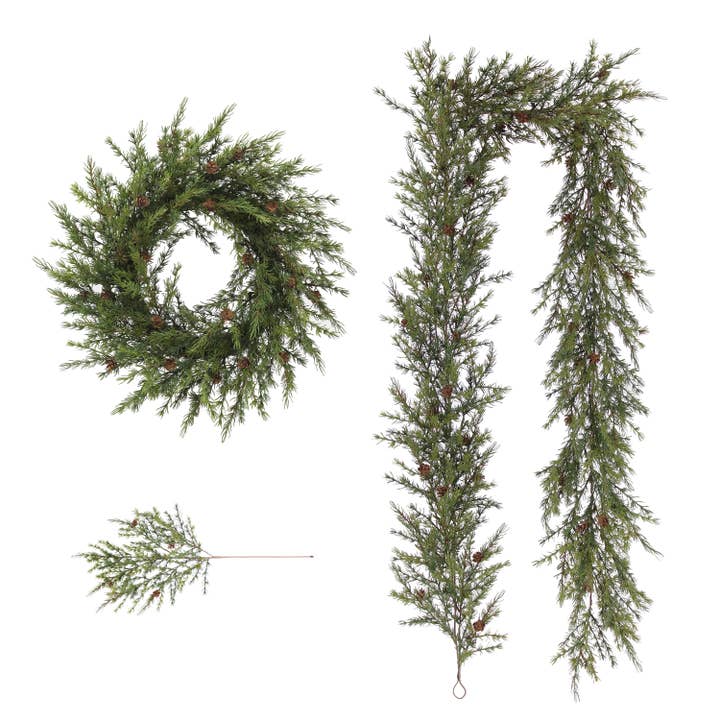 CG Hunter - Wholesale Bunting/Garland - 9' Artificial Pine Garland with Pinecones5