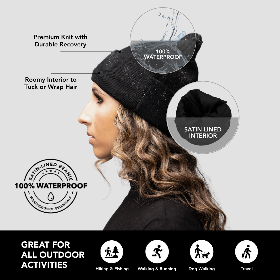 Hairbrella - Wholesale Beanie - Women's - Satin-Lined, Waterproof, Cuffed Beanie15