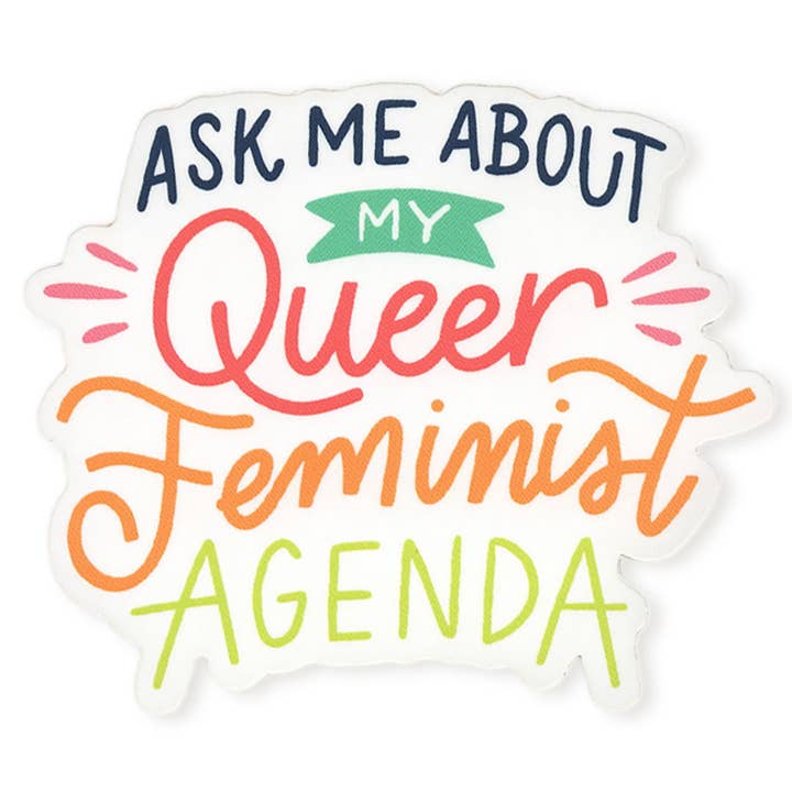Ask Me About My Queer Feminist Agenda Sticker for wholesale by A Fink & Ink