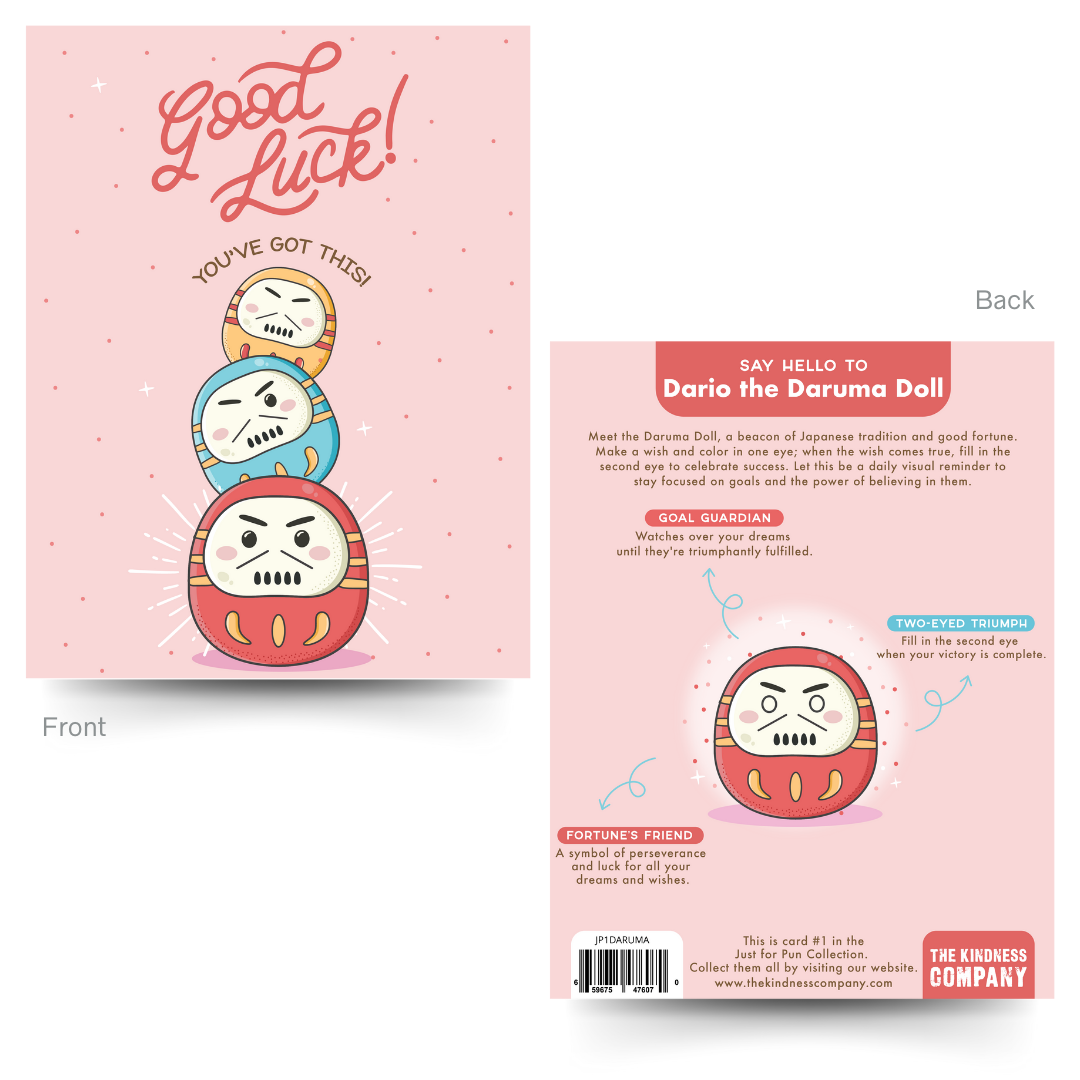 The Kindness Company – wholesale Encouragement card – Encouragement Card & Daruma Doll Character2