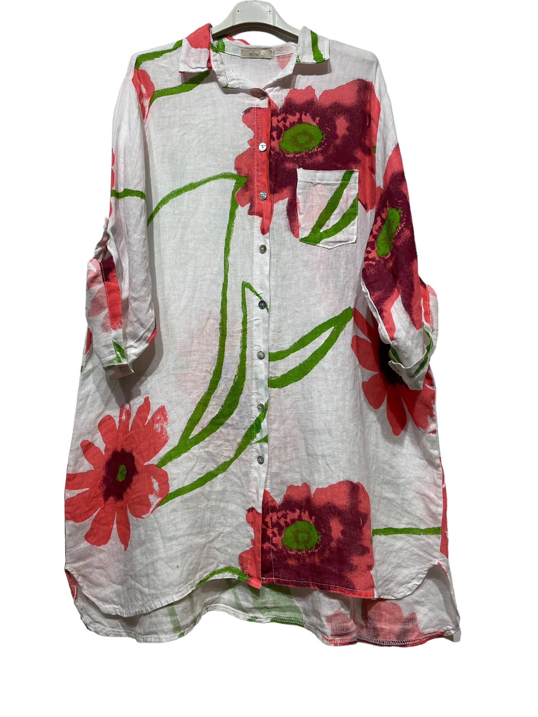 LINEN & COTTON HOUSE - Wholesale Button Down Shirt - Women's - 46102 FLORAL LINEN SHIRT12