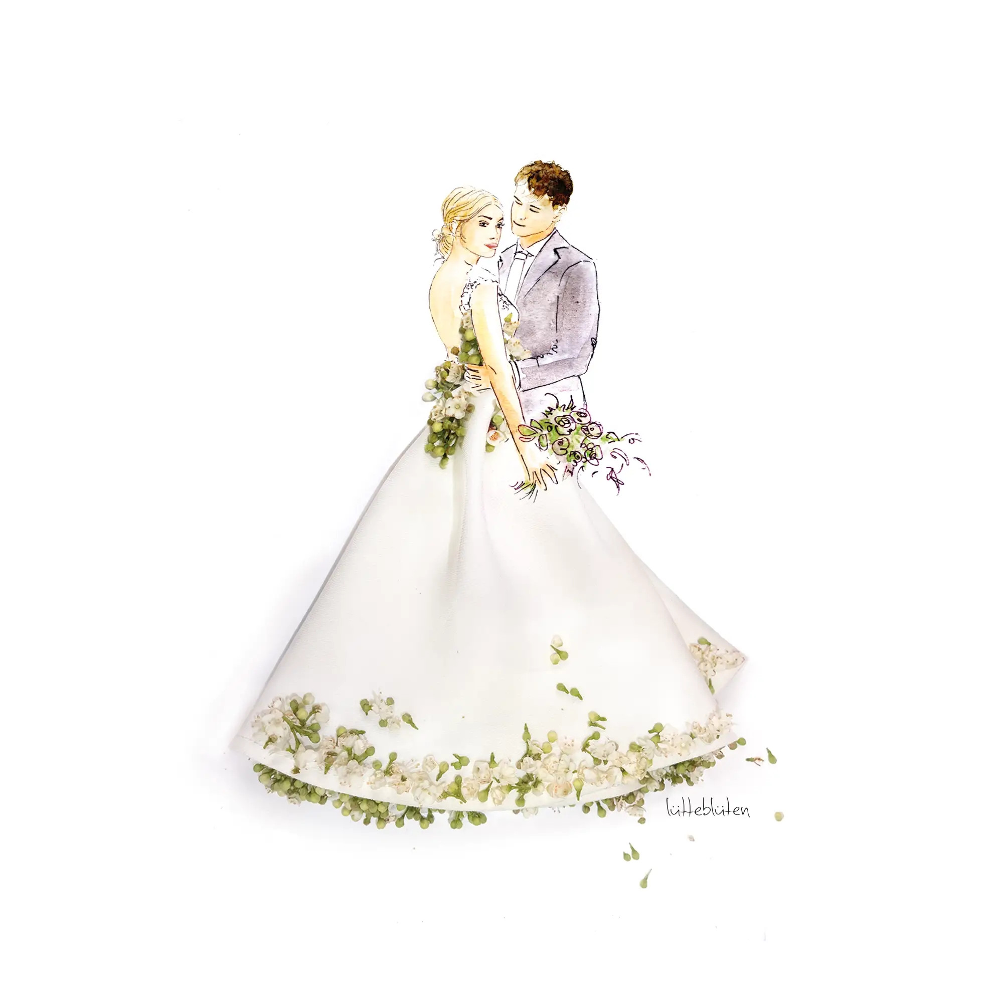 Lütteblüten – postal de casamento por atacado – Casamento de sonho - cartão com envelope1