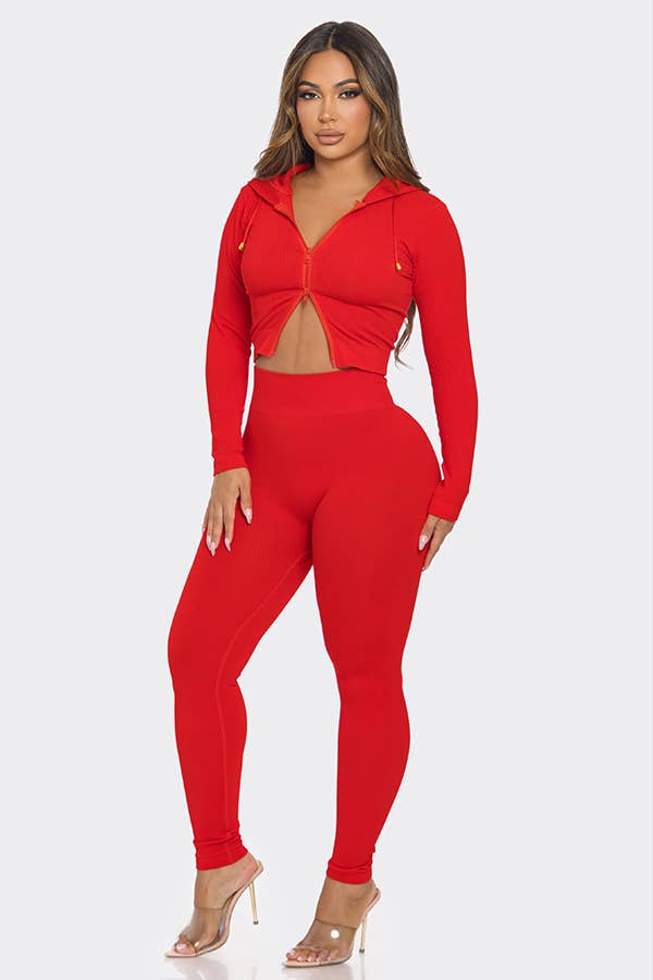 Lime All the Time – wholesale Top & pants set (NOT Loungewear) – Women's – 2 Pcs Seamless Long Sleeve Hoodie and Highwaist Legging Set11