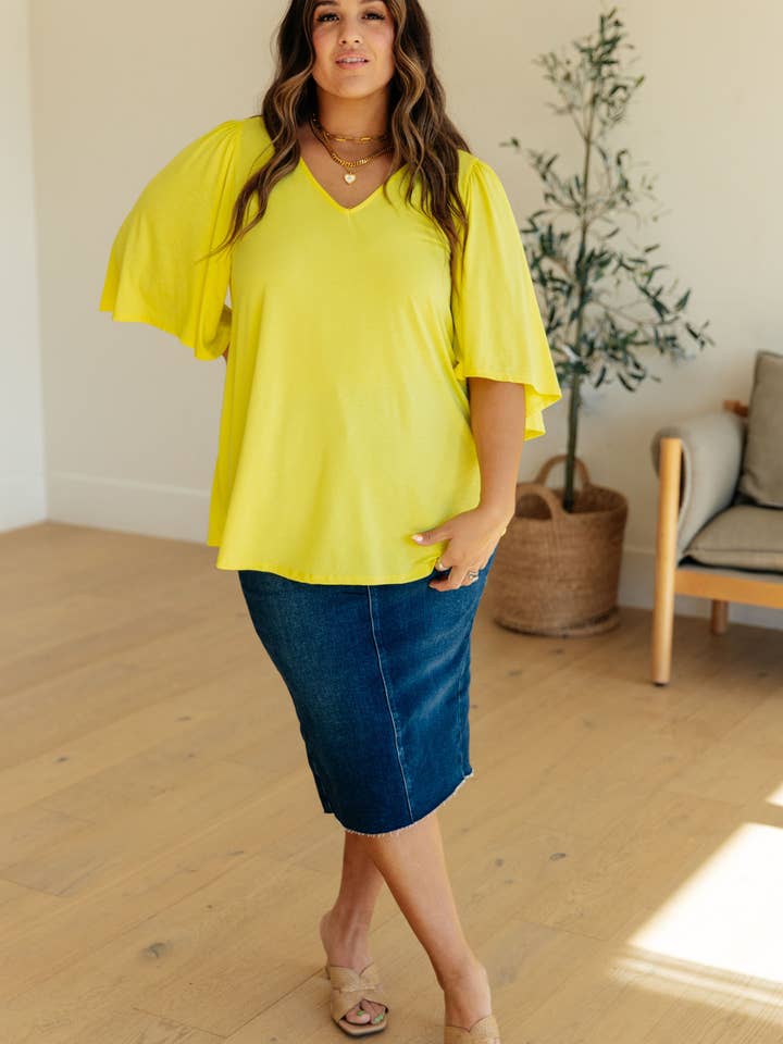 Bella Nova Style Co - Wholesale Blouse - Women's - Cali Blouse in Neon Yellow