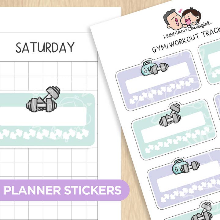 Adesivi Gym Tracker Planner per la vendita all'ingrosso da parte di hubmanchubgirl.