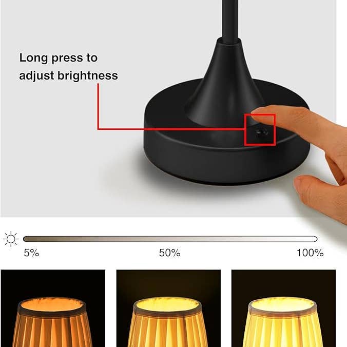 LivingTaste Home Inc - Wholesale Accent/Desk Lamp - Cordless Rechargeable Fabric Shade Bedside Black Lamps