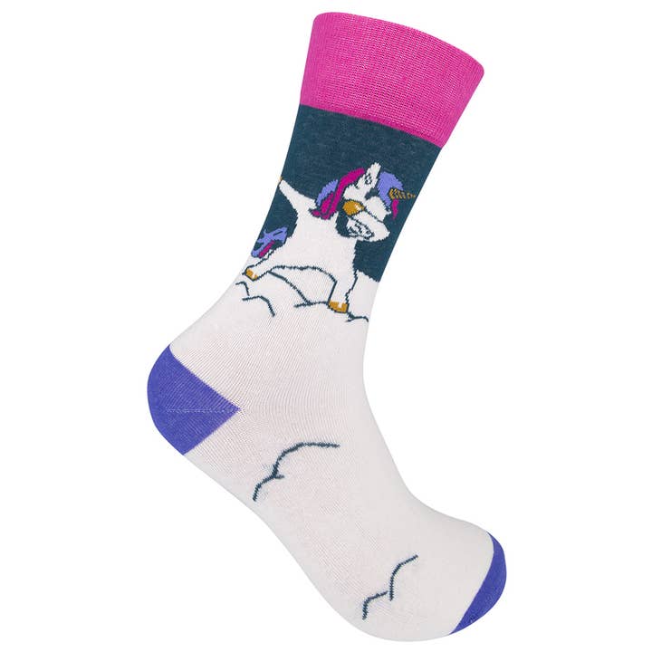Funatic - About Face Designs - Nice Enough Merch Co - Wholesale Socks - Unisex - Dabbing Unicorn Socks - Closeout | Funatic