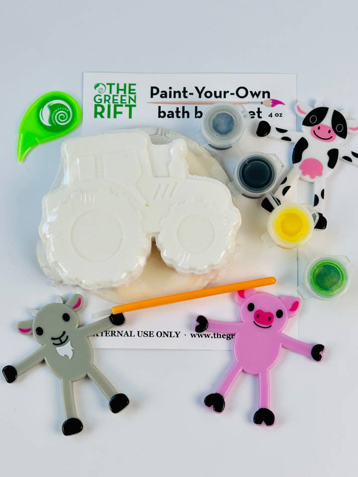Tractor Bath Bomb Paint-Your-Own Set for wholesale by The Green Rift
