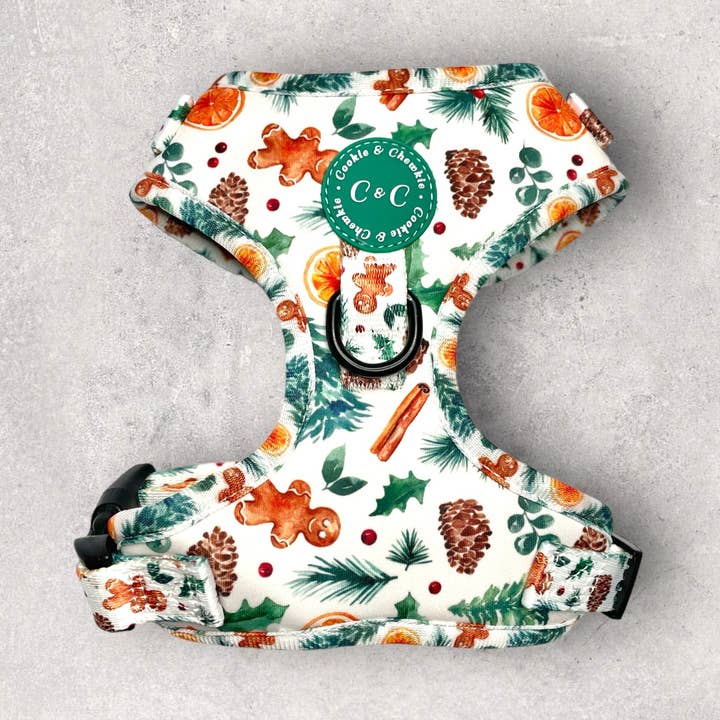 Adjustable Harness - 'Festive Pawpourri' for wholesale by Cookie and Chewkie