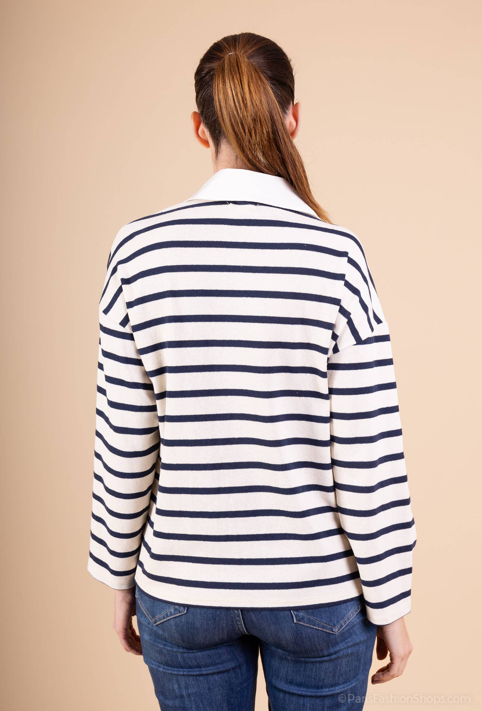 Pépouz' Paris - Vente Polo – femme - T-shirt rayé col chemise PP25153