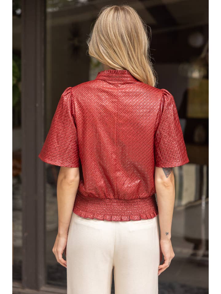 VOY - Wholesale Blouse - Women's - 35926 Smocked Hem and Solid Textured Top14