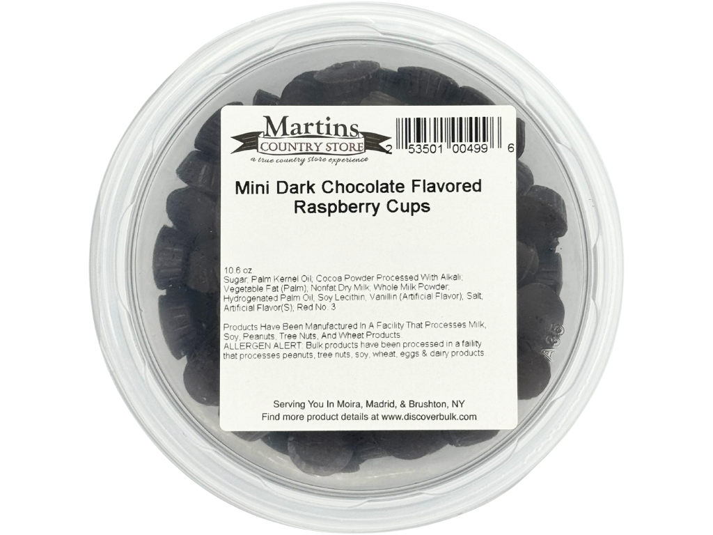 Martin's Country Store LLC – wholesale Chocolate-covered sweets – DARK CHOCOLATE MINI RASPBERRY CUPS 10.oz3
