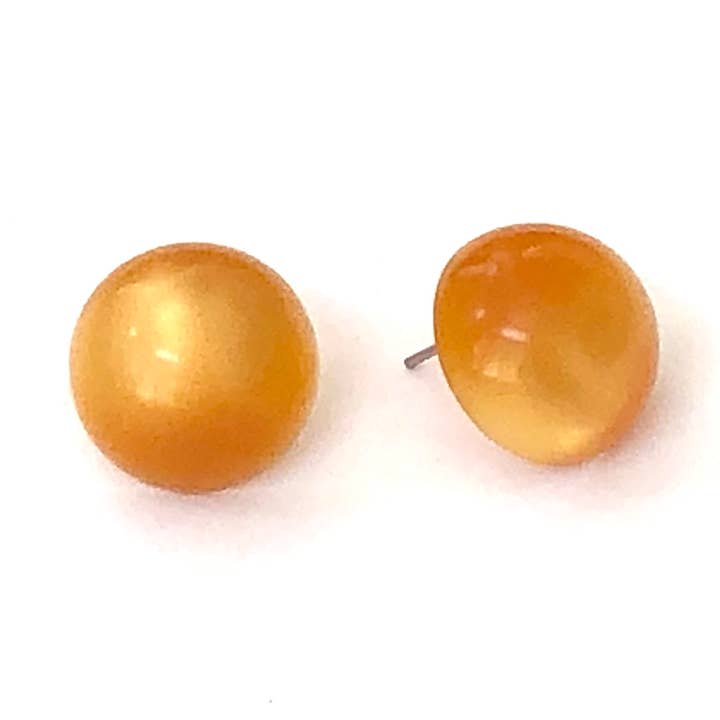 Leetie Lovendale - Wholesale Stud/Post Earrings - Orange Moonglow Retro Button Studs Earrings0