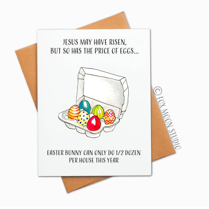 Fox Moon Studio - Venta al por mayor Tarjetas de Pascua - Tarjeta de Pascua con Jesús resucitado y el precio de los huevos