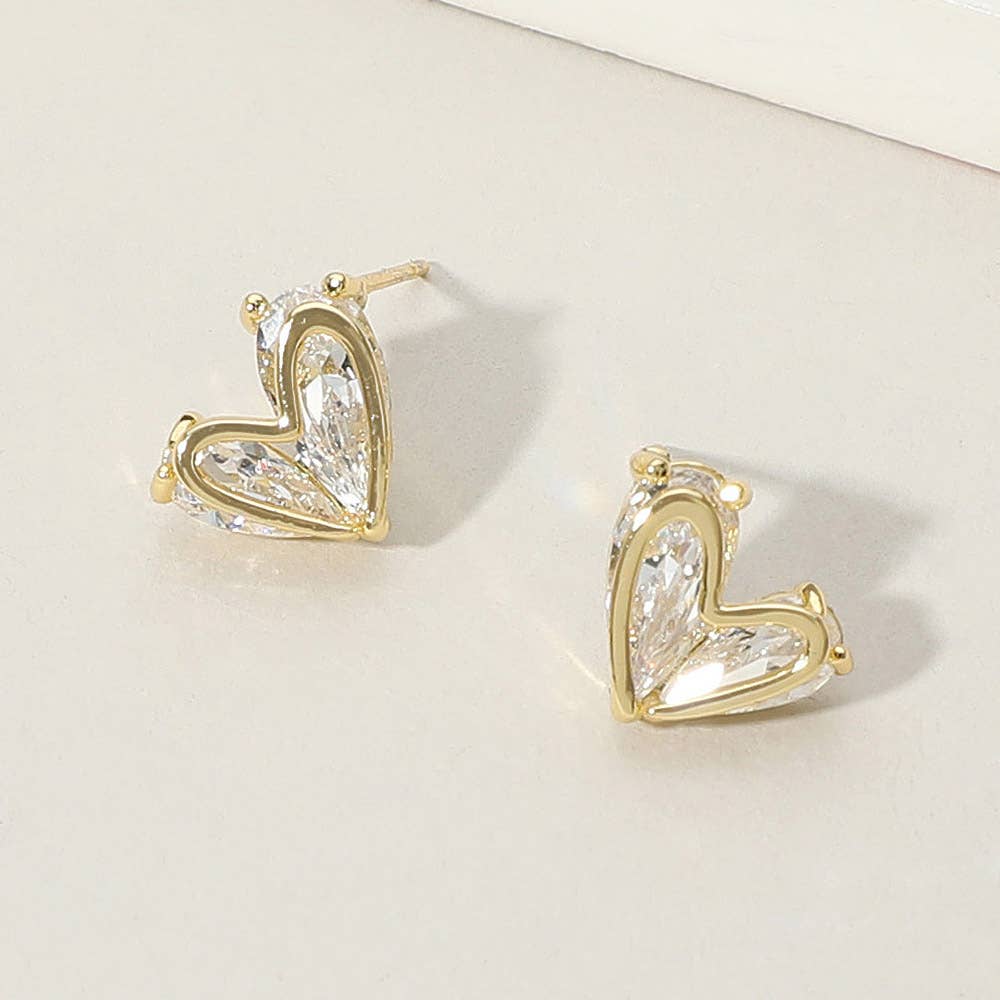 Sensibling Corp. - Wholesale Stud/Post Earrings - CZ Stone Heart Stud Earrings1