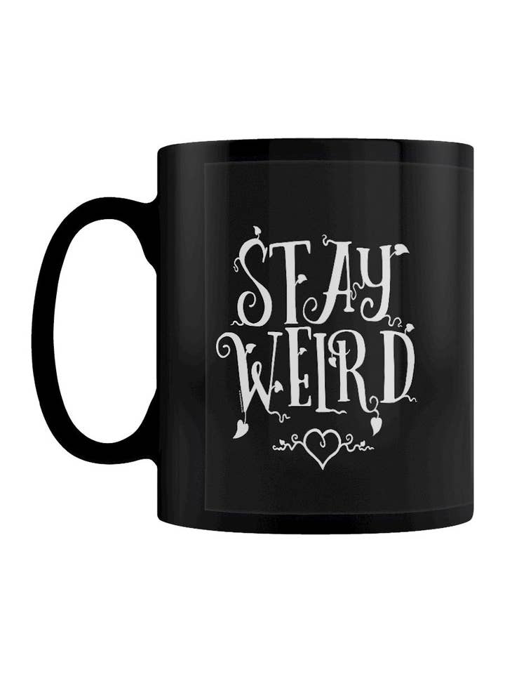 Stay Weird Funny Gothic Black Mug for wholesale by Grindstore