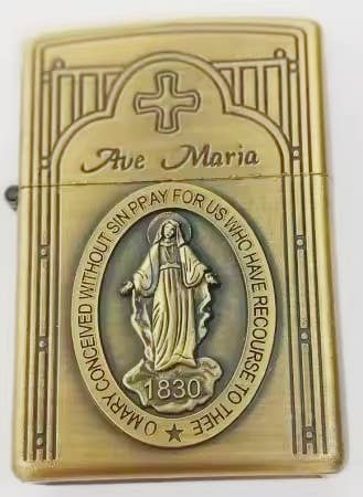 Lighter King - Wholesale Lighter - Amazing Brass Finish Virgin Mary Case Lighter