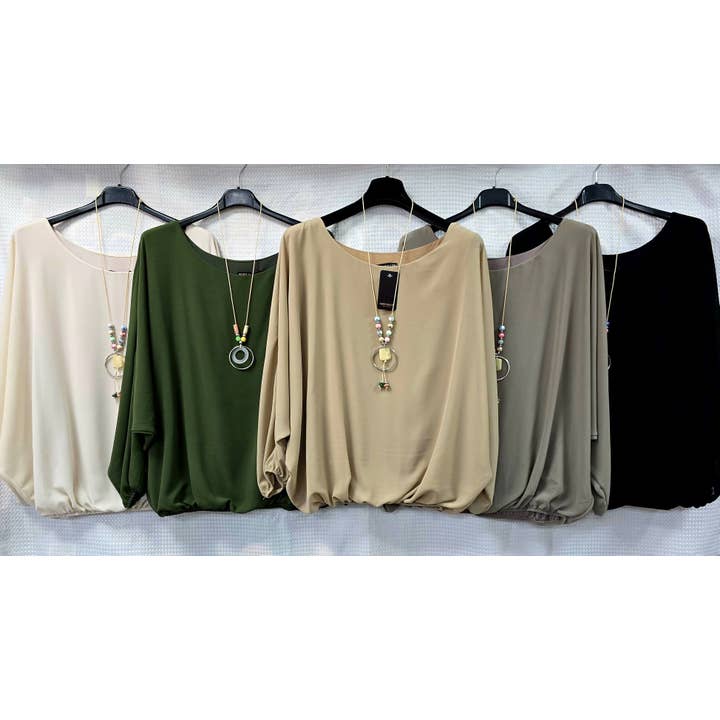 Kurt Muller - Wholesale Blouse - Women's - Emma Necklace Bubble Hem Lined Blouse6