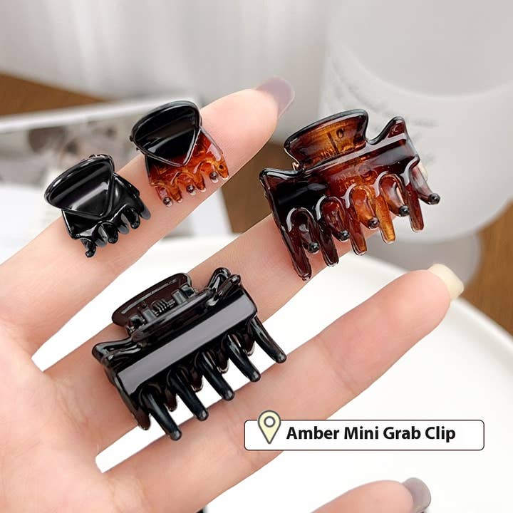 ACCITY - Wholesale Hair Clip - Women's - Mini 1.5cm Hair Claw, Tortoise & Black Bang Clips_CWAHA07197