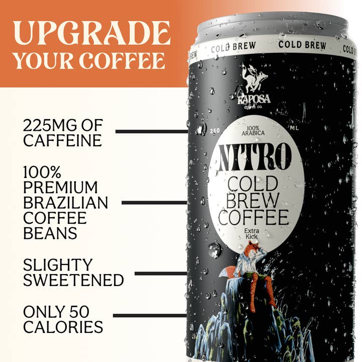 Raposa Coffee - Wholesale Iced Coffee/Cold Brew - Nitro Cold Brew: Extra Kick (250ml)1