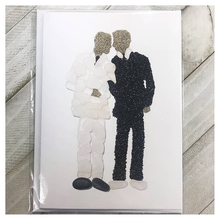 Brin d’Ocean - Vendita all'ingrosso Partecipazioni di nozze - Biglietto di nozze Sea Glass, sposo e sposo, matrimonio gay1