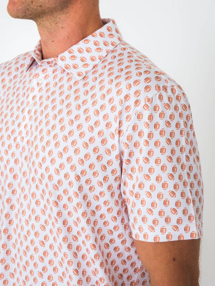 White Men's Football Frenzy Knit Short Sleeve Performance Polo
for wholesale on Faire1