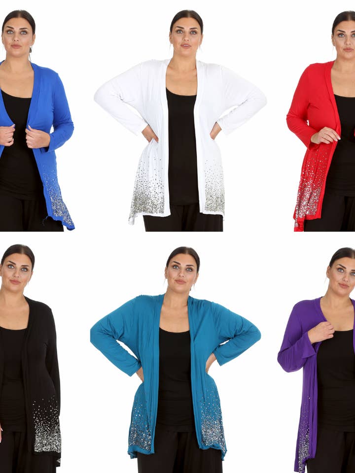3173 Glitter Sequin Open Front Cardigan for wholesale by NOUVELLE