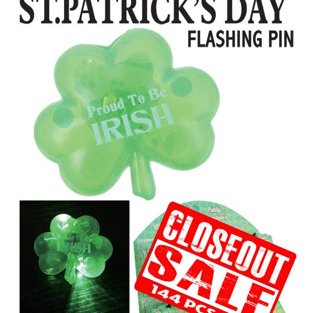 Puka Creations - Wholesale Lapel Pin/Button - St Patrick Day Flashing Pin - Closeout 144 Pcs.0