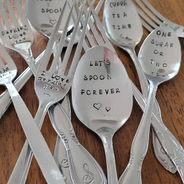 Samantha's Studio - Wholesale Table Fork - "I Forking Love You" Quote Cutlery (Fork), Hand stamped