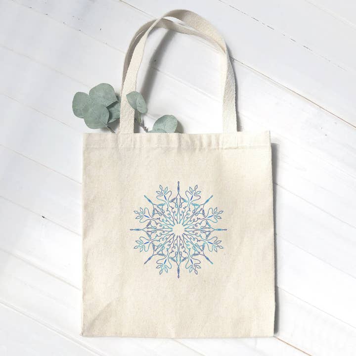 Gradient Snowflake - Christmas Tote Bag for wholesale by Cottage Shore