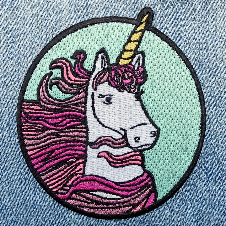 Unicorn Magical Beast, 70s & 80s Embroidered Iron-On Patch for wholesale by Lucky Sardine