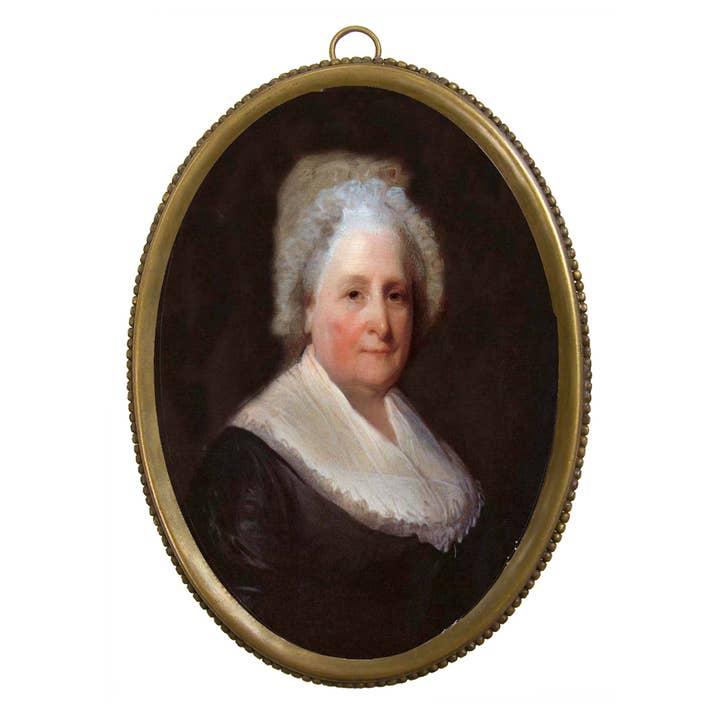 Impresión de Martha Washington en marco de latón con cuentas, 6-1/4” para venta al por mayor de Madison Bay Co. - Historical Home Decor Reproductions